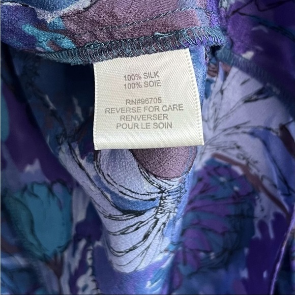 Rebecca Taylor Sz 6 Silk Top Blouse Abstract Floral Boho 3/4 Sleeve Peasant - Picture 16 of 16